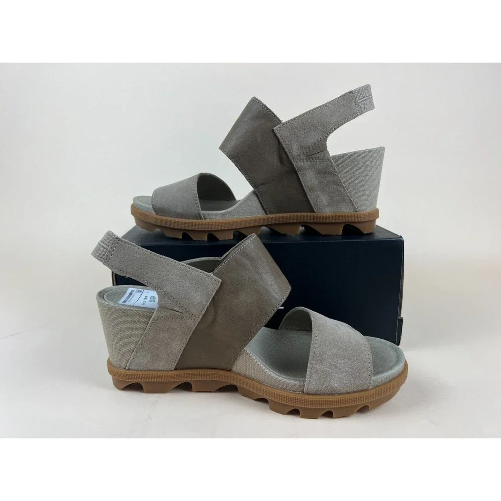 Sorel Joanie II Slingback Wedge Sandals Womens 8.5 M Sandy Tan Suede Shoes NWB
